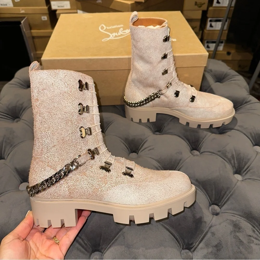 New Size 36 Christian Louboutin Horse Guarda Combat Boot